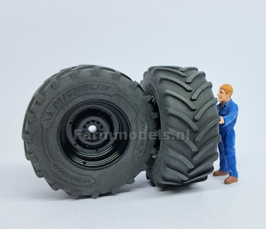 &Oslash; 70.6 x 30.4 mm: FENDT 942 Wiking: 2x Michelin Axiobib2 Banden + RESIN Velgen ZWART GLANS Gespoten geleverd 1:32    Farmmodels Premium Line Series 