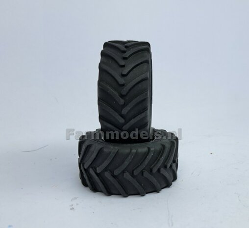 &Oslash; 56.7 x 26.1 mm: FENDT 942 Wiking: 2x Michelin Axiobib2 Banden + RESIN Velgen ZWART GLANS Gespoten geleverd 1:32    Farmmodels Premium Line Series 