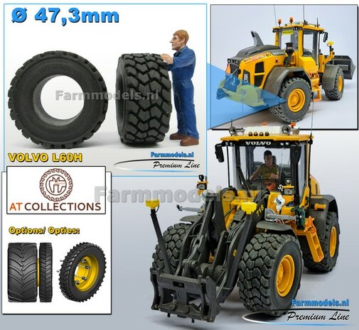 &Oslash; 47.3 mm: 2x Brede Shovel banden geschikt voor velgen Volvo L serie agri Collectables/ Farmmodels 1:32   