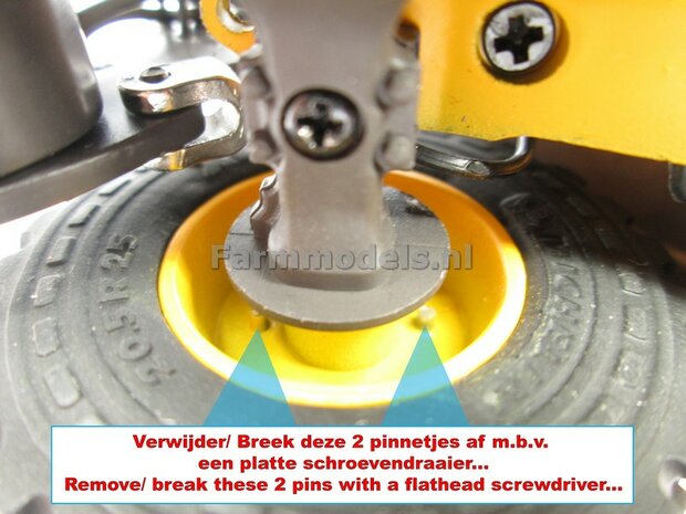 &Oslash; 47.3 mm: VOLVO L60H: 2x brede Shovel banden + ALUMINIUM velgen VOLVO GEEL Gespoten geleverd geschikt voor Volvo L60H serie agri Collectables 1:32  