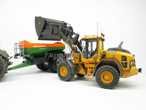 &Oslash; 47.3 mm: VOLVO L60H: 2x brede Shovel banden + ALUMINIUM velgen VOLVO GEEL Gespoten geleverd geschikt voor Volvo L60H serie agri Collectables 1:32  