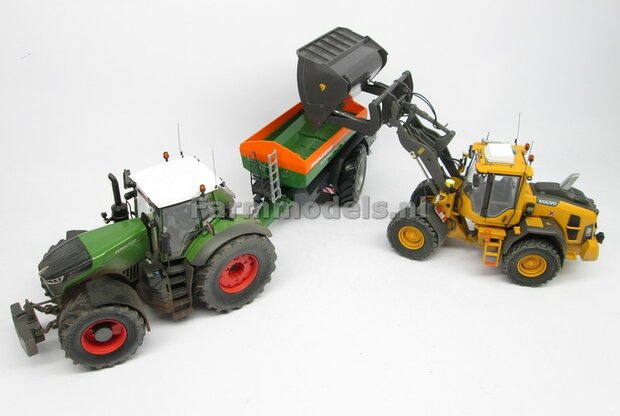 &Oslash; 47.3 mm: VOLVO L60H: 2x brede Shovel banden + ALUMINIUM velgen VOLVO GEEL Gespoten geleverd geschikt voor Volvo L60H serie agri Collectables 1:32  