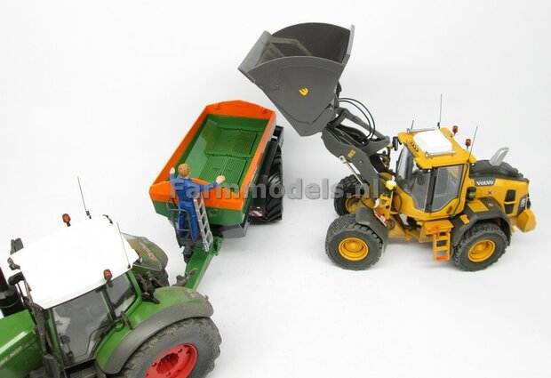 &Oslash; 47.3 mm: VOLVO L60H: 2x brede Shovel banden + ALUMINIUM velgen VOLVO GEEL Gespoten geleverd geschikt voor Volvo L60H serie agri Collectables 1:32  