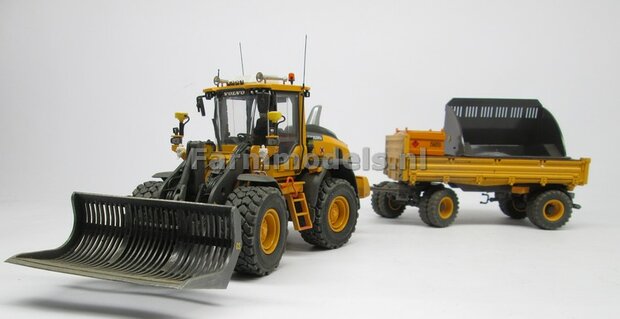 &Oslash; 47.3 mm: VOLVO L60H: 2x brede Shovel banden + ALUMINIUM velgen VOLVO GEEL Gespoten geleverd geschikt voor Volvo L60H serie agri Collectables 1:32  