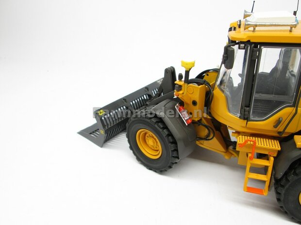 &Oslash; 47.3 mm: 2x Dubbellucht Shovel banden + ALUMINIUM velgen VOLVO GEEL Gespoten geleverd passend in de Aluminium Farmmodels Volvo L60H serie  1:32         