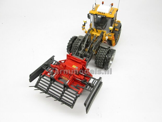 &Oslash; 47.3 mm: 2x Dubbellucht Shovel banden + ALUMINIUM velgen VOLVO GEEL Gespoten geleverd passend in de Aluminium Farmmodels Volvo L60H serie  1:32         