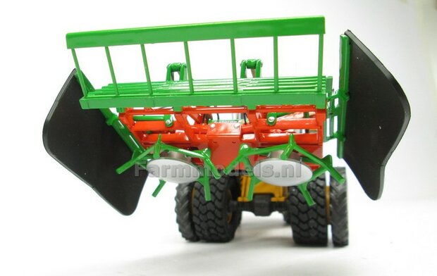 &Oslash; 47.3 mm: 2x Dubbellucht Shovel banden + ALUMINIUM velgen VOLVO GEEL Gespoten geleverd passend in de Aluminium Farmmodels Volvo L60H serie  1:32         