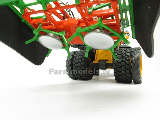 &Oslash; 47.3 mm: 2x Dubbellucht Shovel banden + ALUMINIUM velgen VOLVO GEEL Gespoten geleverd passend in de Aluminium Farmmodels Volvo L60H serie  1:32         