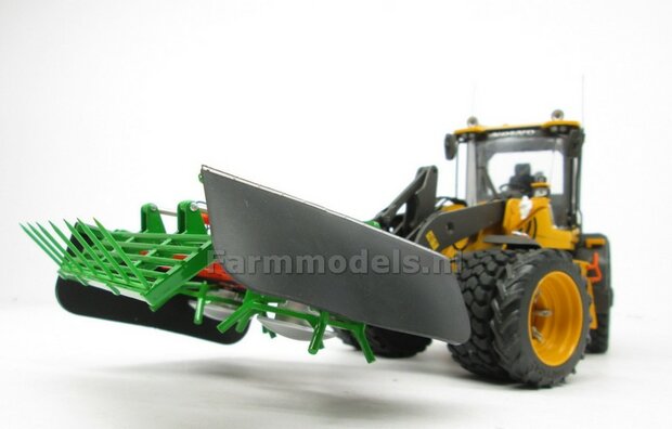 &Oslash; 47.3 mm: 2x Dubbellucht Shovel banden + ALUMINIUM velgen VOLVO GEEL Gespoten geleverd passend in de Aluminium Farmmodels Volvo L60H serie  1:32         