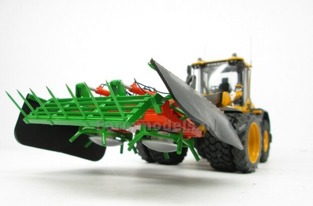 &Oslash; 47.3 mm: 2x Dubbellucht Shovel banden + ALUMINIUM velgen VOLVO GEEL Gespoten geleverd passend in de Aluminium Farmmodels Volvo L60H serie  1:32         