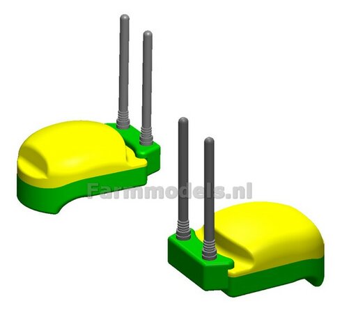 John Deere STARFIRE 6000 GPS ontvanger, Resin, in JD GEEL &amp; GROEN Gespoten geleverd, incl. 2 antennes (+1reserve) 1:32 