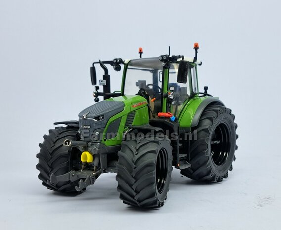 &Oslash; 47.7 x 24.2 mm: Fendt 620 UH: 2x Brede Vooras banden + ALUMINIUM velgen ZWART GLANS Gespoten geleverd 1:32 Farmmodels Custom Line Series 