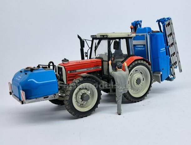 COMBI SET: 2x &Oslash; 46.5 mm + 2x &Oslash; 59 mm: CULTUURWIELEN SET MASSEY FERGUSON LICHT GRIJS Gespoten geleverd   Voor- + achteras   1:32