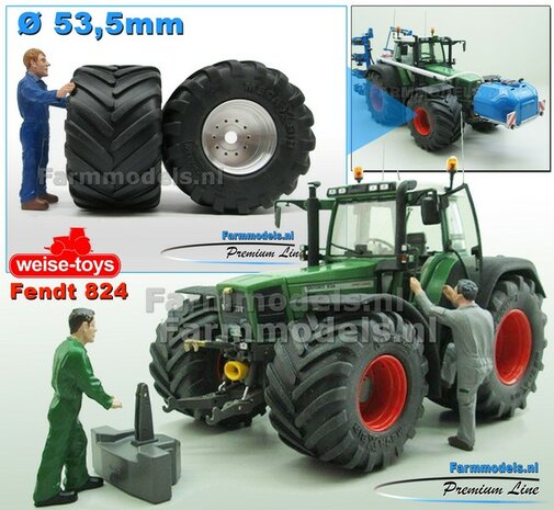 &Oslash; 54 x 32 mm: Fendt 824/ 926 Gen I WT: 2x Michelin Mega XBIB banden + ALU. velgen BLANK Geleverd o.a. geschikt voor de Fendt 824/ 926 Gen I Weise Toys 1:32        