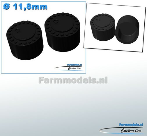 2x Eindvertragingen/ Planeetkappen &Oslash; 11.8 mm rondom boutjes ZWART GLANS Gespoten geleverd 1:32