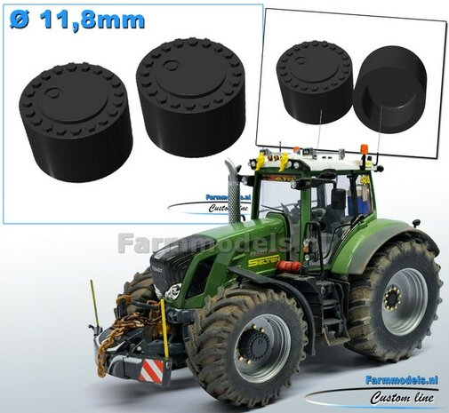 2x Eindvertragingen/ Planeetkappen &Oslash; 11.8 mm rondom boutjes FENDT DONKER GRIJS Gespoten geleverd 1:32