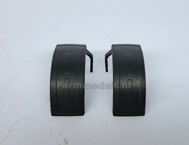 2x Zwarte Spatborden met steun 21.3 mm breed, universeel te gebruiken, Origineel spatbord afkomstig van de Fendt 942 van Wiking  1:32