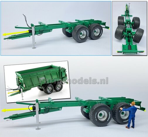KOMPLEET (Tebbe) Tandemasser CHASSIS met 1x stuuras, dissel, aftakas, verlichtting etc, perfect als basis voor je zelfbouw chassis 1:32                  