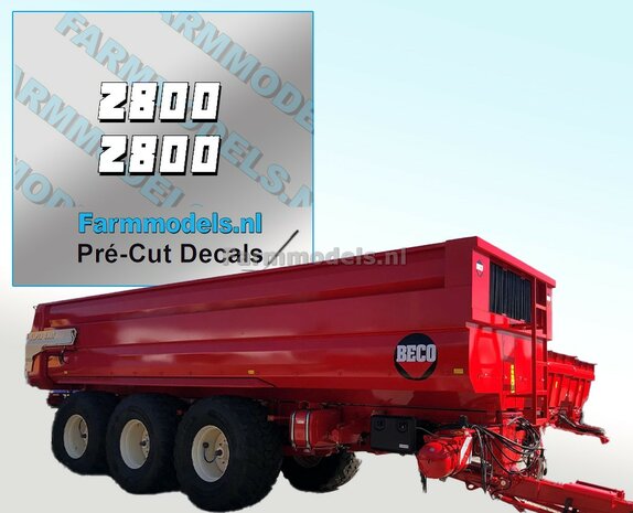 2x 2800 Witte cijfers met zwarte schaduw hoogte 4.3 mm Decals 1:32 Farmmodels.nl