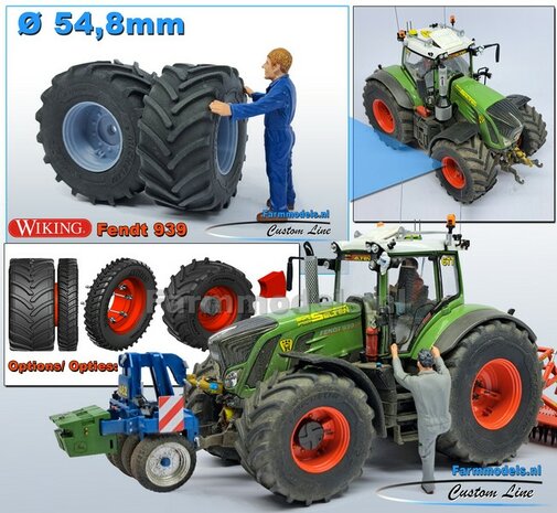 &Oslash; 54.8 x 26.1 mm: FENDT 939 Facelift Wiking: 2x Michelin Axiobib2 Banden + RESIN Velgen BLANK geleverd 1:32    Farmmodels Premium Line Series  BEGIN JUNI LEVERBAAR