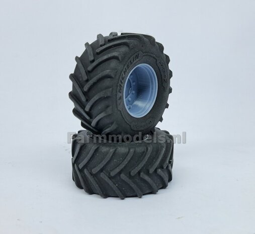 &Oslash; 54.8 x 26.1 mm: FENDT 939 Facelift Wiking: 2x Michelin Axiobib2 Banden + RESIN Velgen BLANK geleverd 1:32    Farmmodels Premium Line Series  BEGIN JUNI LEVERBAAR