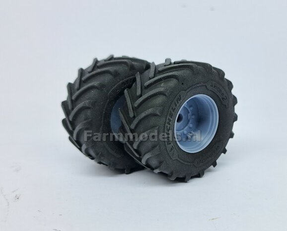 &Oslash; 54.8 x 26.1 mm: FENDT 939 Facelift Wiking: 2x Michelin Axiobib2 Banden + RESIN Velgen BLANK geleverd 1:32    Farmmodels Premium Line Series  BEGIN JUNI LEVERBAAR