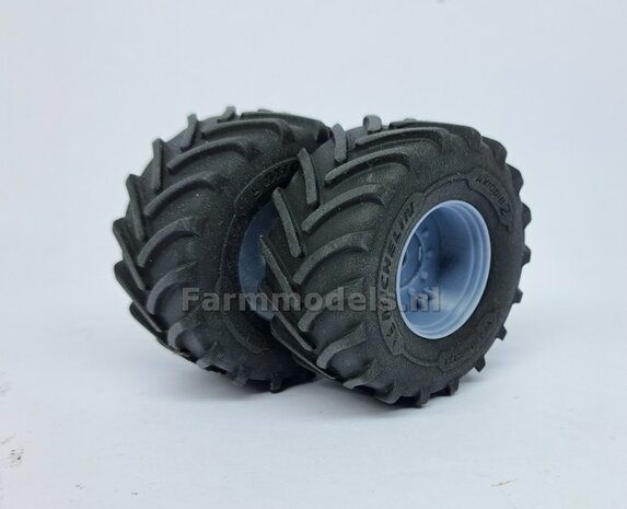 &Oslash; 54.8 x 26.1 mm: FENDT 939 Facelift Wiking: 2x Michelin Axiobib2 Banden + RESIN Velgen BLANK geleverd 1:32    Farmmodels Premium Line Series  BEGIN JUNI LEVERBAAR