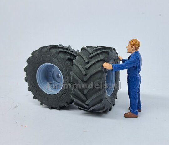 &Oslash; 54.8 x 26.1 mm: FENDT 939 Facelift Wiking: 2x Michelin Axiobib2 Banden + RESIN Velgen BLANK geleverd 1:32    Farmmodels Premium Line Series  BEGIN JUNI LEVERBAAR