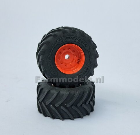 &Oslash; 54.8 x 26.1 mm: FENDT 939 Facelift Wiking: 2x Michelin Axiobib2 Banden + Resin Velgen FENDT ROOD Gespoten geleverd 1:32   