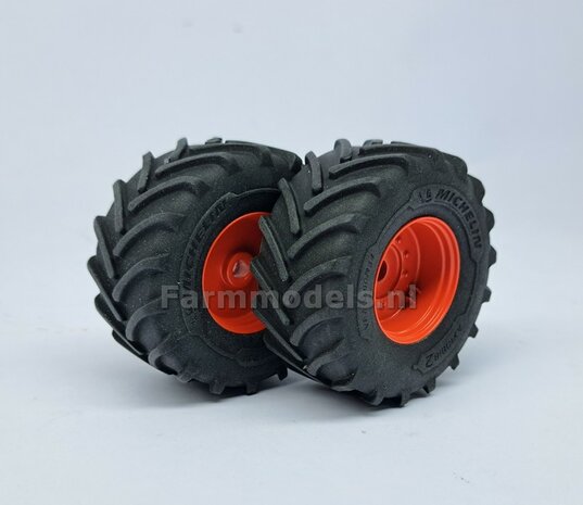 &Oslash; 54.8 x 26.1 mm: FENDT 939 Facelift Wiking: 2x Michelin Axiobib2 Banden + Resin Velgen FENDT ROOD Gespoten geleverd 1:32   
