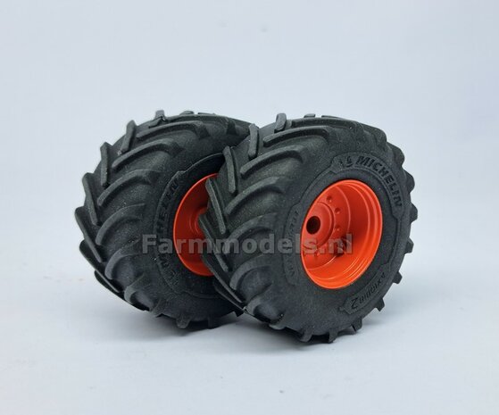 &Oslash; 54.8 x 26.1 mm: FENDT 939 Facelift Wiking: 2x Michelin Axiobib2 Banden + Resin Velgen FENDT ROOD Gespoten geleverd 1:32   