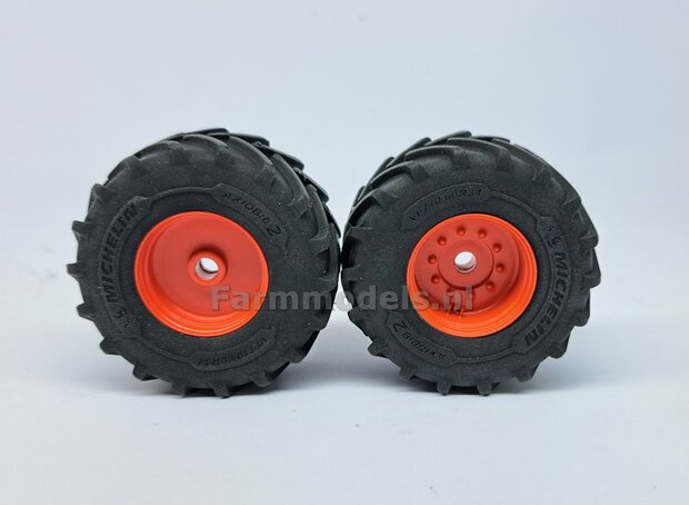 &Oslash; 54.8 x 26.1 mm: FENDT 939 Facelift Wiking: 2x Michelin Axiobib2 Banden + Resin Velgen FENDT ROOD Gespoten geleverd 1:32   