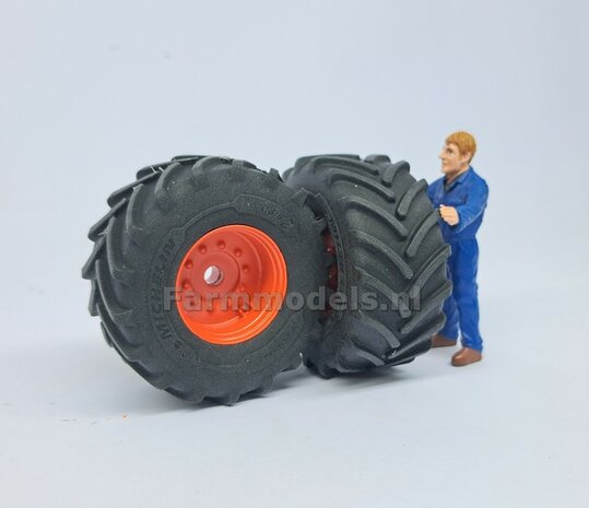 &Oslash; 54.8 x 26.1 mm: FENDT 939 Facelift Wiking: 2x Michelin Axiobib2 Banden + Resin Velgen FENDT ROOD Gespoten geleverd 1:32   