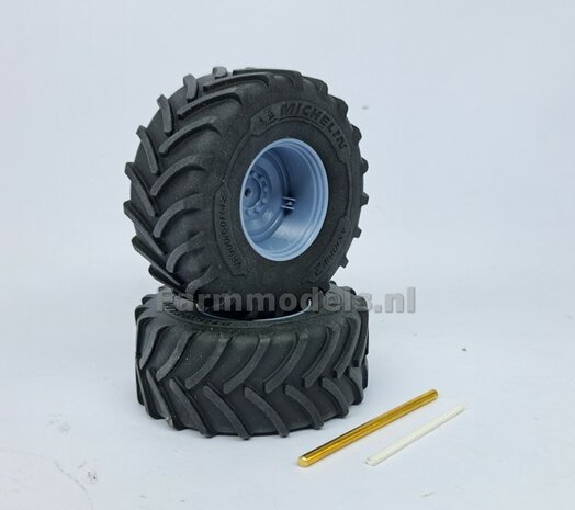 &Oslash; 70.3 x 30.4 mm: FENDT 939 Facelift Wiking: 2x Michelin Axiobib2 Banden + RESIN Velgen BLANK geleverd + MESSING AS en POLY-STRIP 1:32   BEGIN JUNI LEVERBAAR