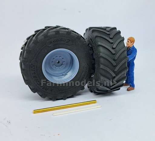 &Oslash; 70.3 x 30.4 mm: FENDT 939 Facelift Wiking: 2x Michelin Axiobib2 Banden + RESIN Velgen BLANK geleverd + MESSING AS en POLY-STRIP 1:32   BEGIN JUNI LEVERBAAR