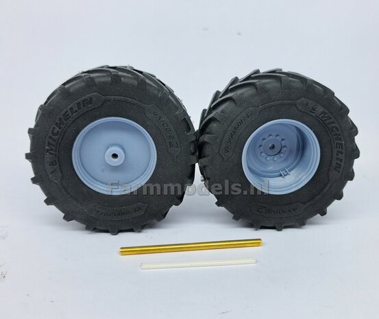 &Oslash; 70.3 x 30.4 mm: FENDT 939 Facelift Wiking: 2x Michelin Axiobib2 Banden + RESIN Velgen BLANK geleverd + MESSING AS en POLY-STRIP 1:32   BEGIN JUNI LEVERBAAR
