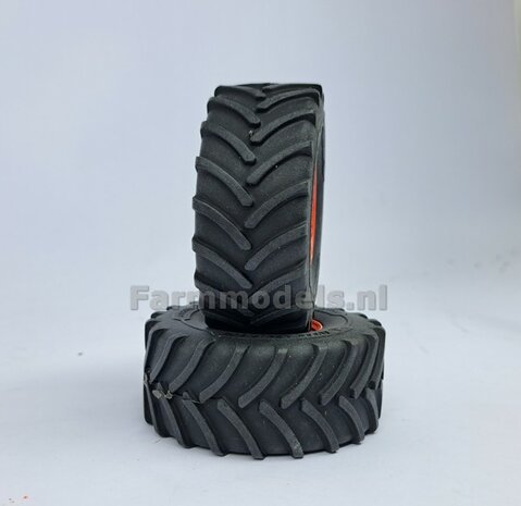 &Oslash; 70.3 x 30.4 mm: FENDT 939 Facelift Wiking: 2x Michelin Axiobib2 Banden + Resin Velgen FENDT ROOD Gespoten + MESSING AS en POLY-STRIP 1:32  BEGIN JUNI LEVERBAAR