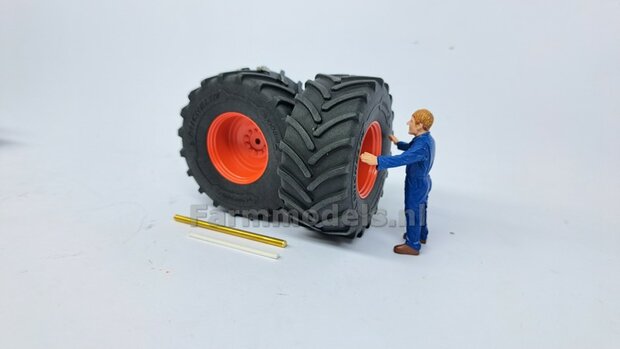 &Oslash; 70.3 x 30.4 mm: FENDT 939 Facelift Wiking: 2x Michelin Axiobib2 Banden + Resin Velgen FENDT ROOD Gespoten + MESSING AS en POLY-STRIP 1:32  BEGIN JUNI LEVERBAAR