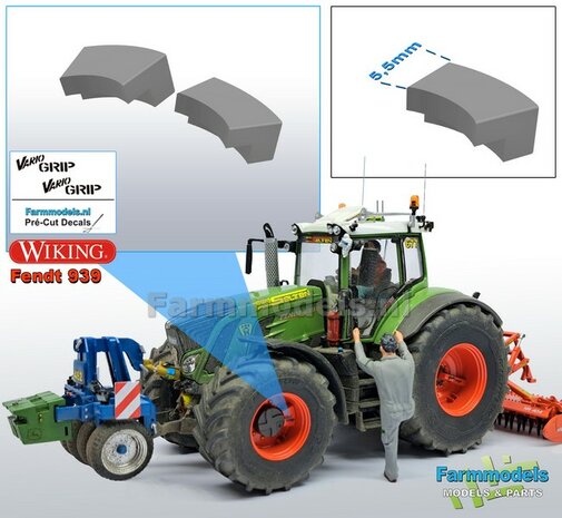 Vario Grip Afdekkappen set t.b.v. Luchtsysteem Fendt VOORAS (o.a. FENDT 939)  + stickerset Vario Grip, RESIN Blank geleverd 1:32  BEGIN JUNI 2025 LEVERBAAR