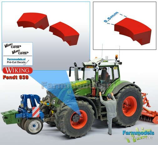 Vario Grip Afdekkappen set t.b.v. Luchtsysteem Fendt VOORAS (o.a. FENDT 939) + stickerset Vario Grip, RESIN FENDT ROOD Gespoten geleverd 1:32  BEGIN JUNI LEVERBAAR
