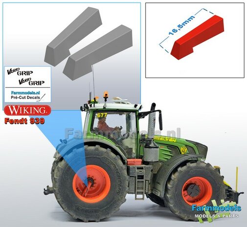 Vario Grip Afdekkappen set t.b.v. Luchtsysteem Fendt ACHTERAS (o.a. FENDT 939) + stickerset Vario Grip, RESIN Blank geleverd 1:32   BEGIN JUNI LEVERBAAR