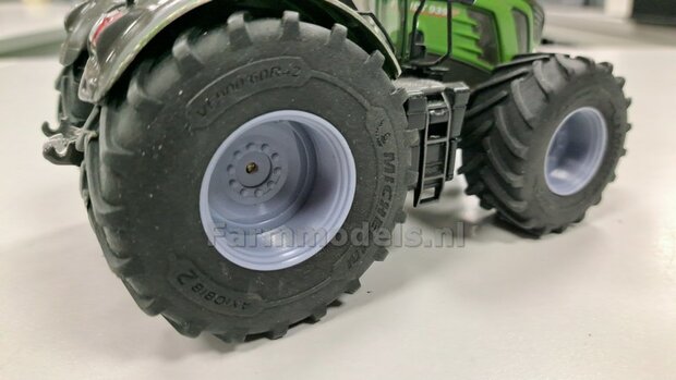 &Oslash; 70.3 x 30.4 mm: FENDT 939 Facelift Wiking: 2x Michelin Axiobib2 Banden + Resin Velgen FENDT ROOD Gespoten + MESSING AS en POLY-STRIP 1:32  BEGIN JUNI LEVERBAAR
