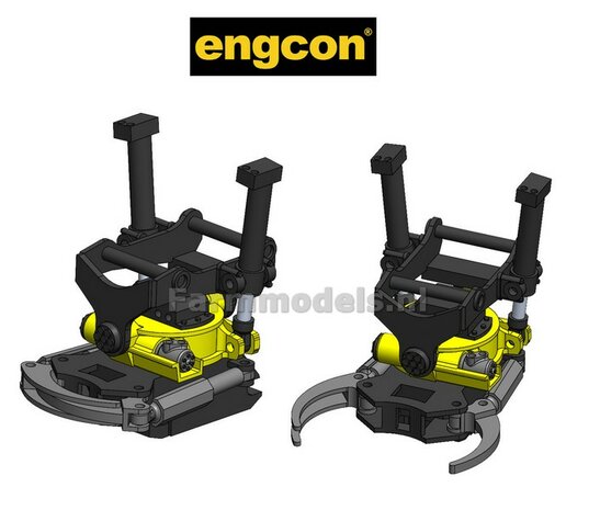 BOUWKIT: Engcon EC219 Draaikantelstuk met gripper S60 Koppeling naar S60 koppeling. Materiaal: RESIN BLANK geleverd 1:32 