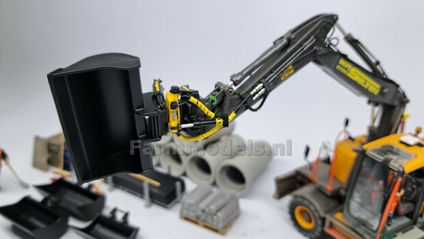 BOUWKIT: Engcon EC219 Draaikantelstuk met gripper S60 Koppeling naar S60 koppeling. Materiaal: RESIN BLANK geleverd 1:32 