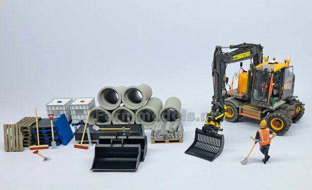 BOUWKIT: Engcon EC219 Draaikantelstuk met gripper S60 Koppeling naar S60 koppeling. Materiaal: RESIN BLANK geleverd 1:32 