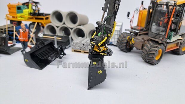 BOUWKIT: Engcon EC219 Draaikantelstuk met gripper S60 Koppeling naar S60 koppeling. Materiaal: RESIN BLANK geleverd 1:32 
