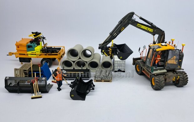 BOUWKIT: Engcon EC219 Draaikantelstuk met gripper S60 Koppeling naar S60 koppeling. Materiaal: RESIN BLANK geleverd 1:32 