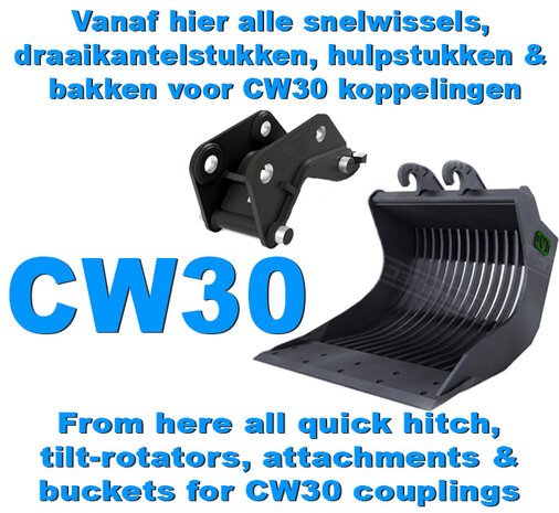 Vanaf hier alle snelwissels,  draaikantelstukken, hulpstukken &amp;  bakken voor CW30 koppelingen