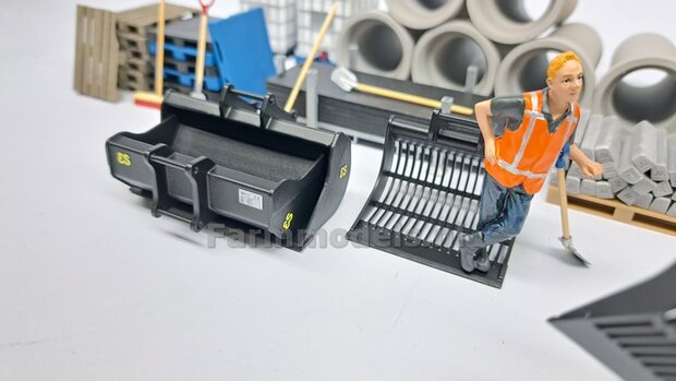 Puinriek 43.9 mm breed RESIN Blank geleverd t.b.v. S60 KOPPELING (o.a. Engcon draaikantelstuk met S60 koppeling, Volvo EWR150 &amp; Atlas  160W mobiele kranen van AT) 1:32  