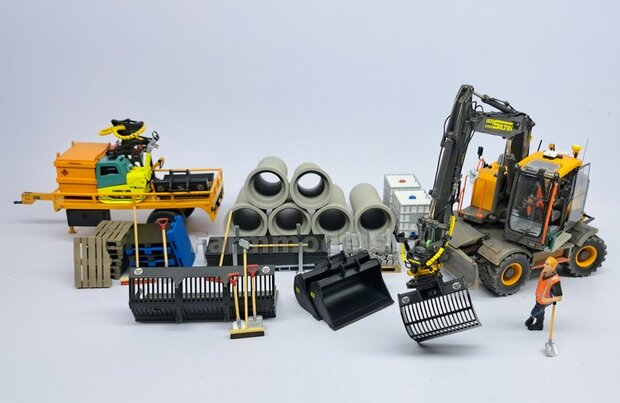 Puinriek 43.9 mm breed RESIN Blank geleverd t.b.v. S60 KOPPELING (o.a. Engcon draaikantelstuk met S60 koppeling, Volvo EWR150 &amp; Atlas  160W mobiele kranen van AT) 1:32  